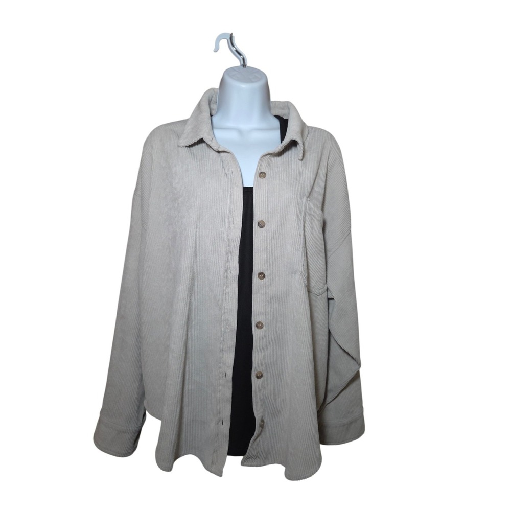 Gray Oversized Slouchy Corduroy Shacket‎ Top W Pocket S/M Wishlist